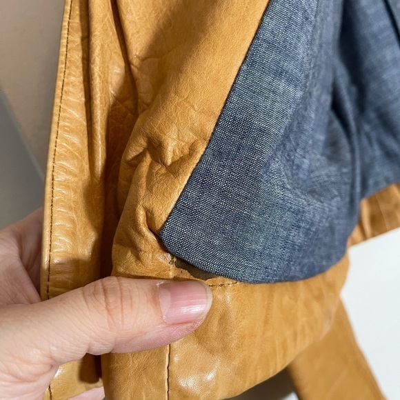 Tristan real leather jacket mustard  colour - Picture 5 of 6